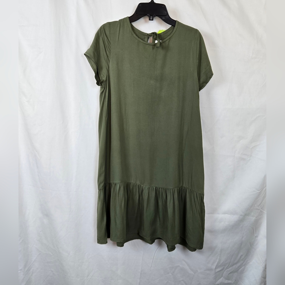 Crazy 8 Girls Olive Green Short Sleeve Ruffle Hem Boho Summer Dress XL 14/16 New